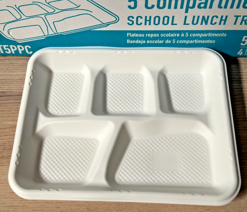 5 Compartment Disposable School Lunch Food Tray Eco-Friendly, Pack of 250 - Picture 6 of 7