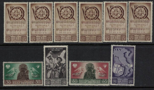 POLAND - FISCHER II # 1 - 5 POST OFFICE OF POLISH SETTLEMENT IN ITALY .MNH 1946 - Picture 1 of 1