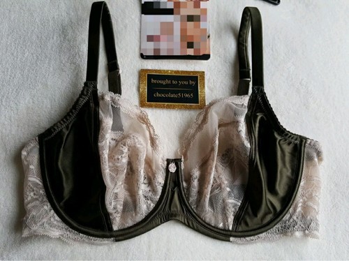 NUEVO SUJETADOR BALCÓN SIN ACOLCHAR CON AUTÓGRAFO M&S ""ROSIE LUJOSO SEDA Y ENCAJE"" 32D OLIVA - Imagen 6 de 7