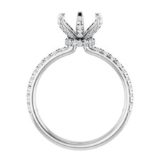 Round Cut 8mm Semi Mounting Natural Diamond Women Engagement Ring 14K White Gold
