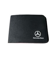 Wallet/ID CARD, 6 POCKETS BLACK FAUX SUEDE LEATHER WITH MERCEDES-BENZ LOGO.