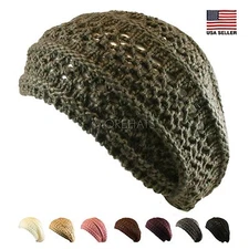 Womens Girl Teen Warm Fall Winter Ski Thick Crochet Soft Knit Beret Packable Hat