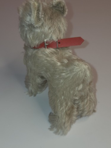 Steiff Tessie Schnauzer cane anni 60 mohair peluche 5,5 pollici ID bottone collare vintage - Foto 11 di 12