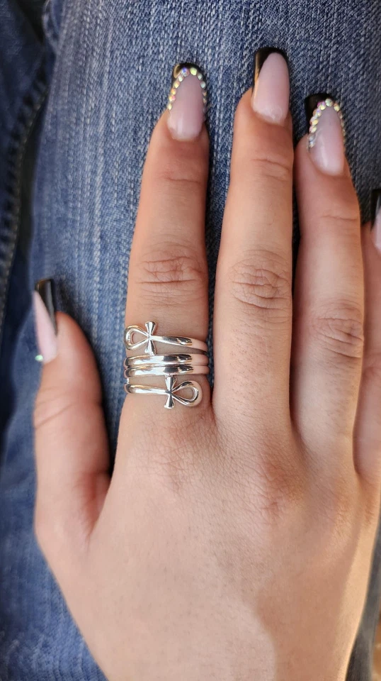 925Sterling silver Ankh Cross Ring Egyptian Symbol of Eternal Life Everyday Wear - Image 2 of 4