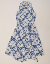 VINTAGE Womens Asymmetrical Dress IT 44 Medium Blue Argyle/Diamond DW93