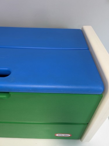 Vintage Little Tikes Tykes Kid Child Size Toybox Toy Box Green Blue White VGUC - Picture 5 of 14