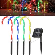 4-in-1 Solar Candy Cane Lights Stake Lamp with 8 Modes Christmas Halloween Decor