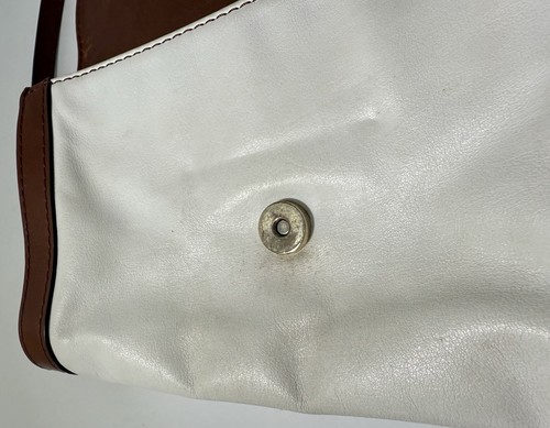 Coccinelle Small Crossbody Bag Ivory and Brown Leather Clutch - Used with Wear - Picture 11 of 24