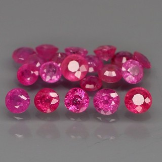 Redondo 3 a 3 5 mm. Top rojo rosado normal rubí térmico Myanmar 20 piezas/3 81 quilates