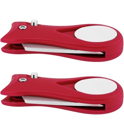 BENACES 2 Pack Foldable Golf Divot Tool, Magnetic Turf Repair Tool with Red 