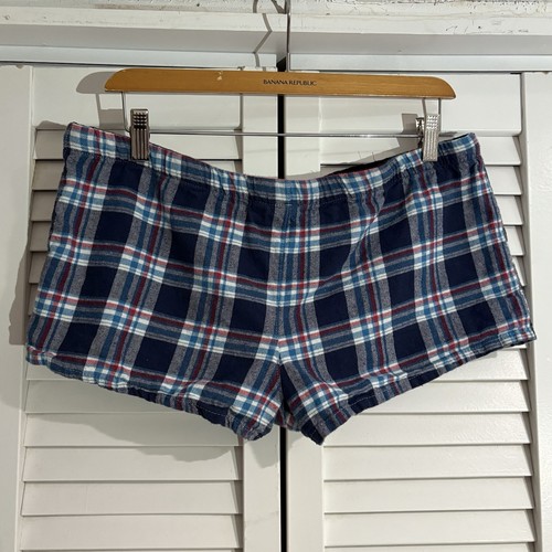Aussiebum Rare Men's blue plaid, cotton flannel lounge Shorts PJs Sz Medium Logo - Picture 4 of 6