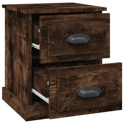 2x Bedside Tables Wooden Drawers Storage Side Cabinets Nightstand Smoked Oak - Picture 7 of 11