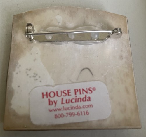 Vintage Haus Anstecknadeln von Lucinda - glasierte funkelnde Metallharz Brosche - Grünton - Bild 3 von 6