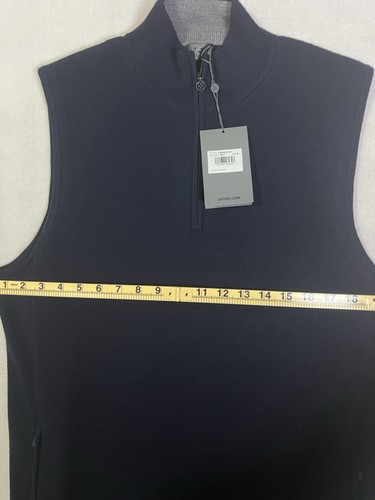 G/FORE Dunes Vest Men's Medium Navy Twilight Wool Tech Lined Slim Fit 1/4 Zip - Picture 13 of 14
