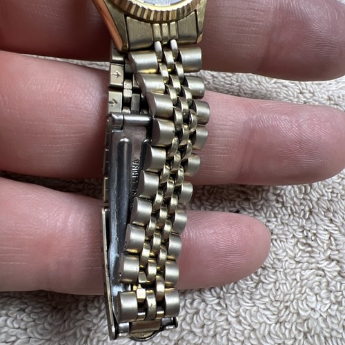 Seiko Watch Band Clasp Bracelet Band Case Stainless Steel Gold Tone Worn #0455 - Picture 2 of 7