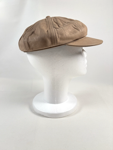Cappello berretto vintage Y2K Wilsons pelle pelle studio cabbie newsboy piatto PICCOLO marrone chiaro - Foto 1 di 9