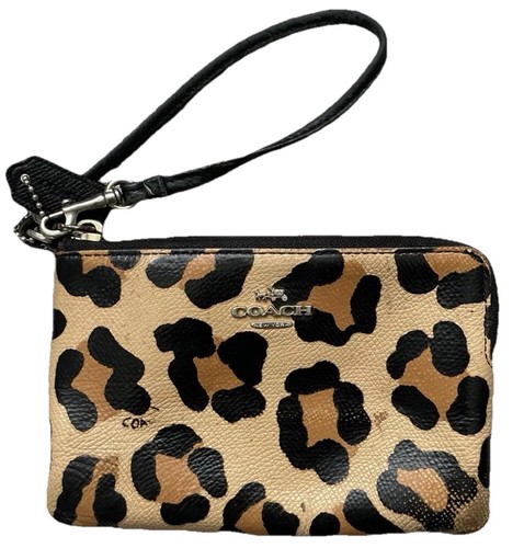 Cartera Coach Granulado Cremallera Estampado Ocelote con Tostado Usada - Imagen 1 de 7