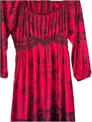 Starialle Strick Lounge Kleid Top rot schwarz Blumen Sublimation U-Ausschnitt Stretch - Bild 3 von 9