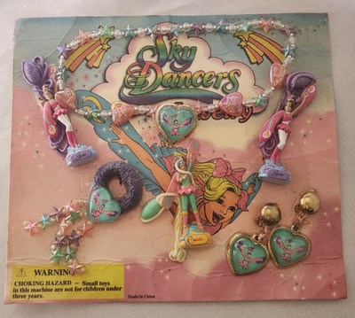 Rare SKY DANCERS ''Jewelry'' GUMBALL Vending HEADER CARD Earrings/NECKLACE JADE