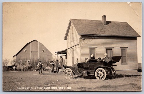 K39/ Stockton Kansas RPPC Postcard c1910 Dudley Farm Rifle Automobile 479 - Picture 1 of 2