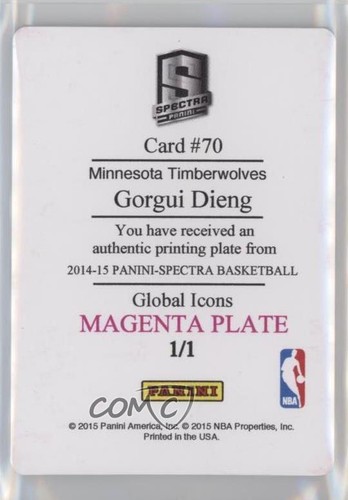 2014 Panini Spectra Global Icons Printing Plate Magenta 1/1 Gorgui Dieng #70 0b2 - Picture 2 of 3