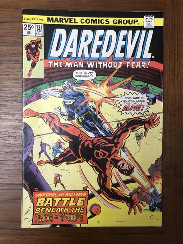Daredevil #132 Marvel 1976 Second Appearance Bullseye Wolfman And Brown Story