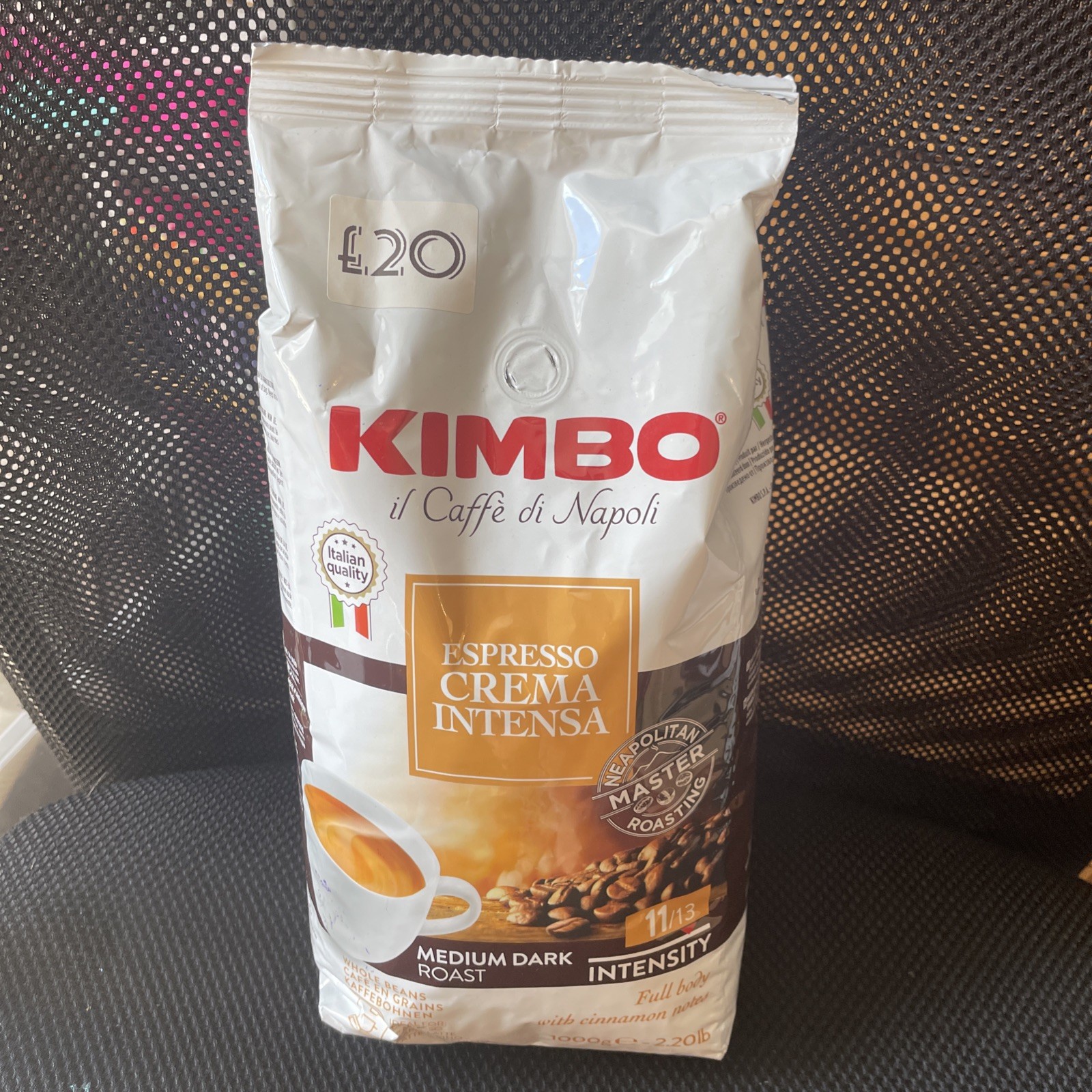 Kimbo Crema Intensa 1kg Whole Coffee Beans Strong 11/13 Italian MEDIUM ROAST NEW