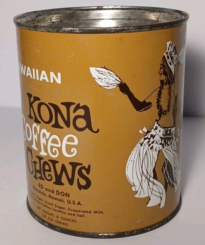 1960s Rare Vintage ED and DON CANDY Tin Can Honolulu Hawaii Tin Mid Century MCM