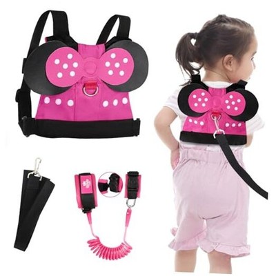  Toddlers Leash for Walking + Key Lock Design Anti Lost Wrist Link, Girls-Pink