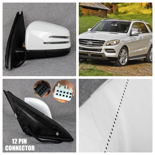 For Mercedes W166 ML350 ML450 12-Pins White Painted Puddle Mirror LH Driver Side