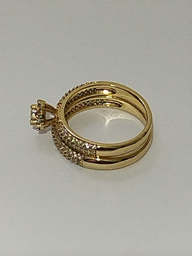 White Sapphire Gold Stainless Steel Ring Set - Picture 4 of 8