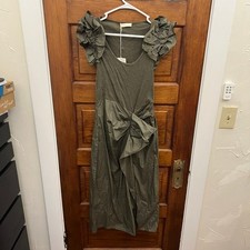 Ulla Johnson Dress Isabella Ruffled Midi in Military Melange Sz P NWT's $545