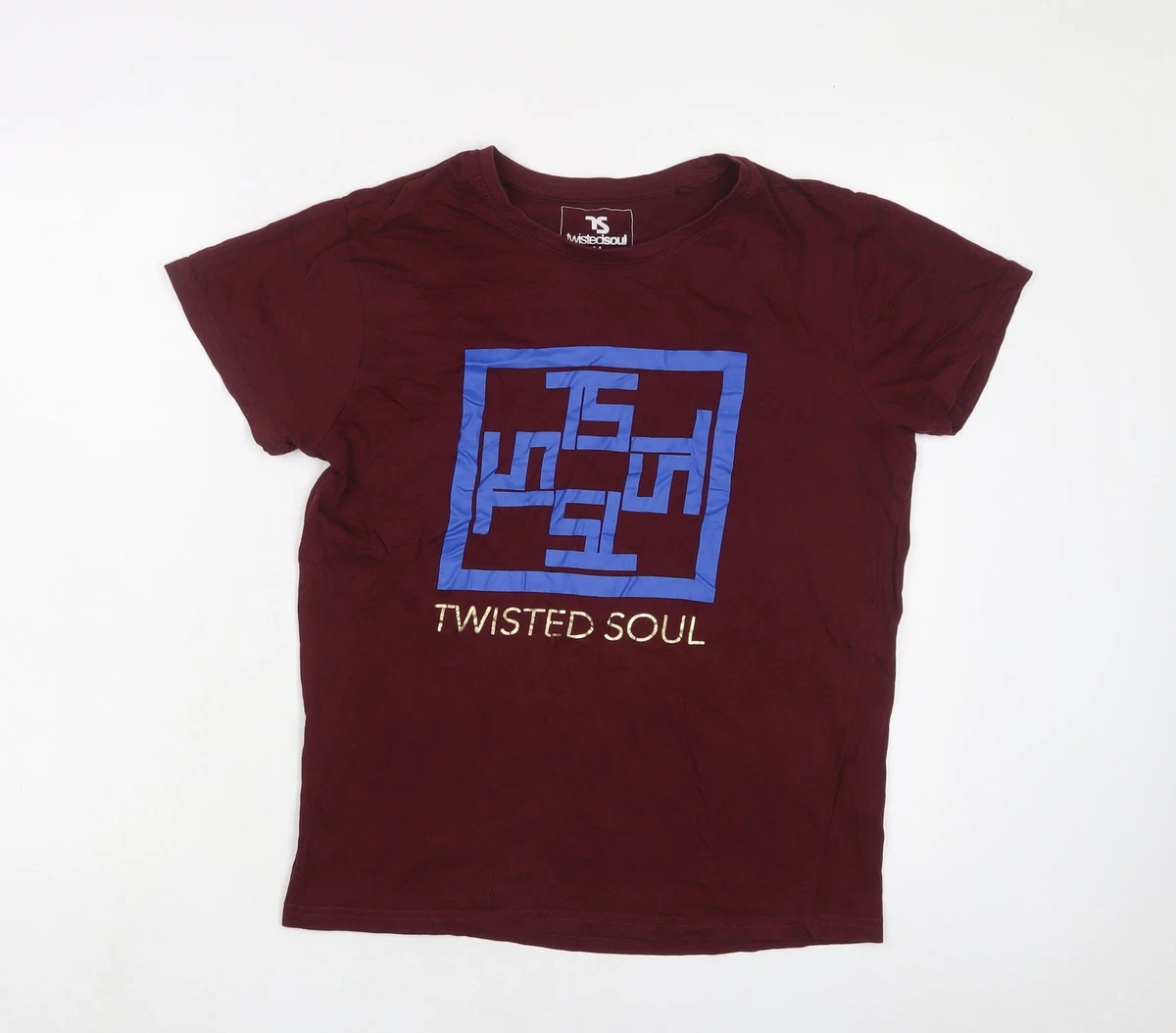 T-shirt Graphique Homme Twisted Soul Taille L - Violet, Col V, 100% Coton - Occasion En Excellent état