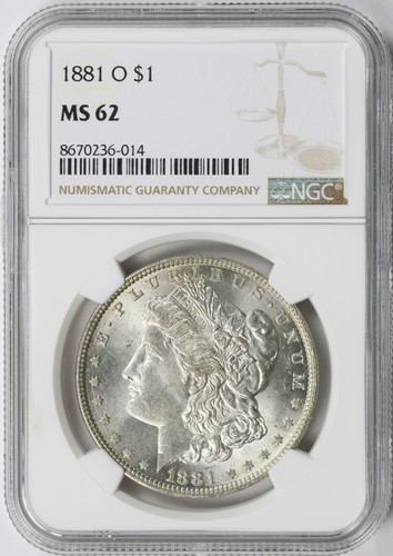 1881-O $1 Morgan Dollar NGC MS62 - Picture 1 of 4