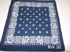 VTG. Blue Paisley Bandana USA 100 Cotton 21" X 21" Color Fast Imported Fabric