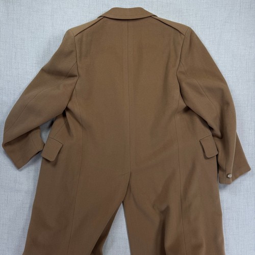 VTG Overcoat Tan Wool Double Breasted Red Satin Lined Coat Mitchell Daroff - Picture 11 of 23