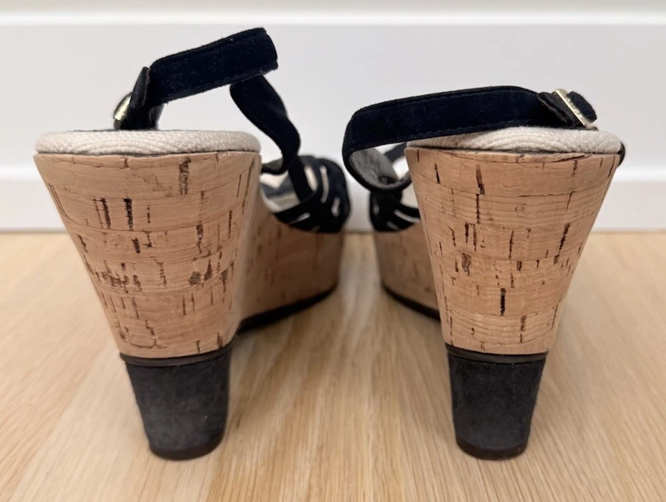 Fendi | Suede Cork Wedge Platform Sandals | Open Toe | Size 38.5 - Image 4 of 4