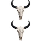  2 Pieces Halloween Totenkopf Deko Schädel Kuh Rinder Wall Decor Kuhhorn