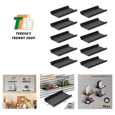 10 PCs Inch Slatwall Shelves, 13X6 Inch Metal Slat Wall Shelves Accessories, ...