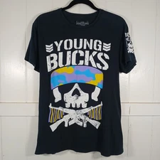 Young Bucks Pro Wrestling T-Shirt Men's Large AEW NJPW Bullet Club Graphic Tee