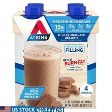 Milk Chocolate High Protein Low Carb 4 Pack Drink 15 G Shakes Ketogenic Unisex