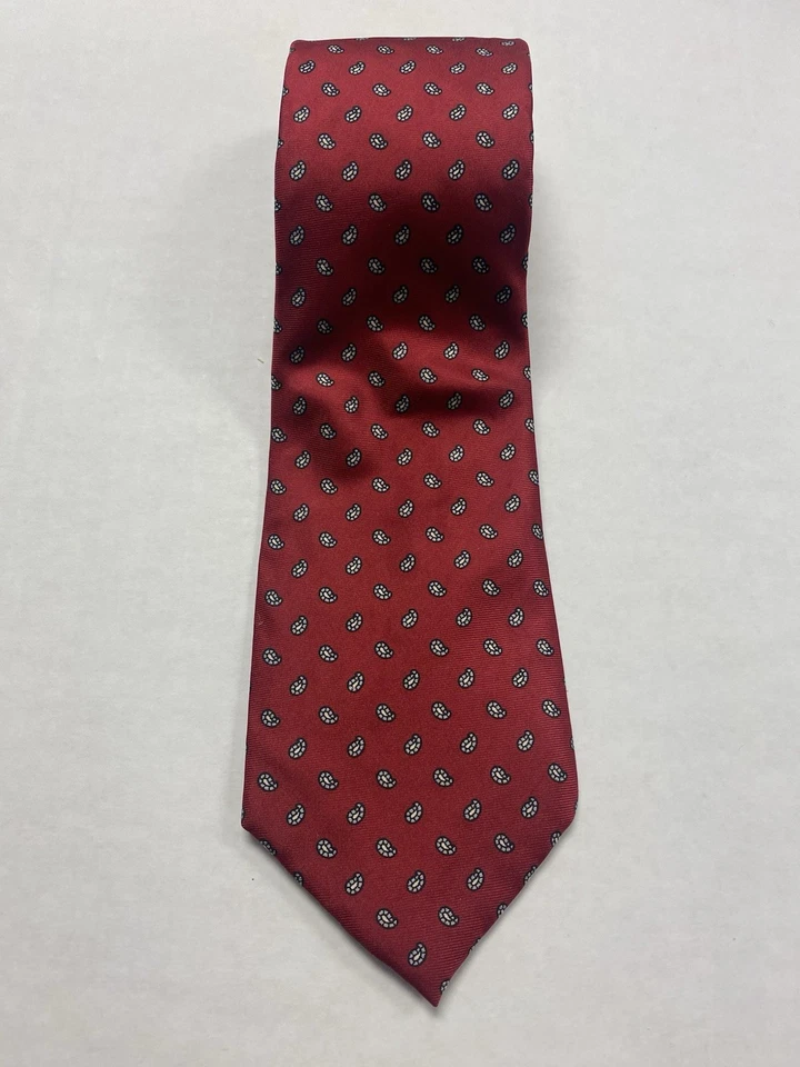 Lote de 2 corbatas de seda Preswick & Moore para hombre hechas a mano en EE. UU. rojas y azules con cachemira Foto 4 de 4