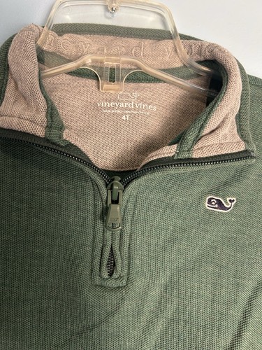 Vineyard Vines Boy’s Green Pullover Shirt 1/4 Zip Long Sleeve 4T 100%Pima Cotton - Picture 2 of 6