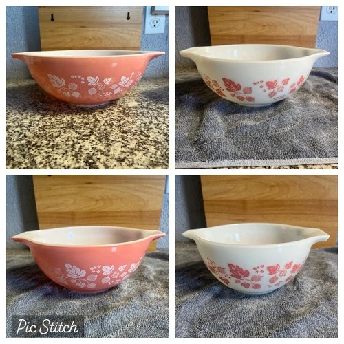Pyrex Pink Gooseberry Cinderella Set of 4 Vintage Mixing Bowls # 441 442 443 444