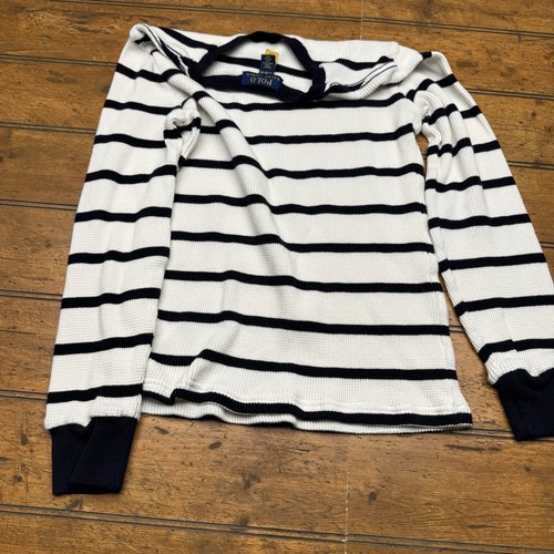 Polo Ralph Lauren Long Sleeve Shirt Boys M (10-12) Navy Striped Preppy Classic - Picture 5 of 5