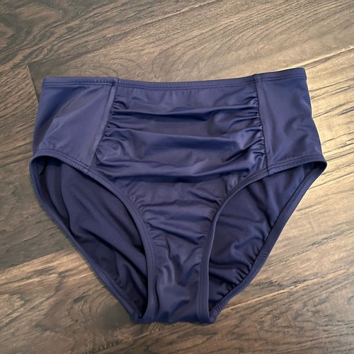 Liz Claiborne Size 6 Navy Blue High Rise Ruched Swim Bottom NWOT      - Picture 1 of 3