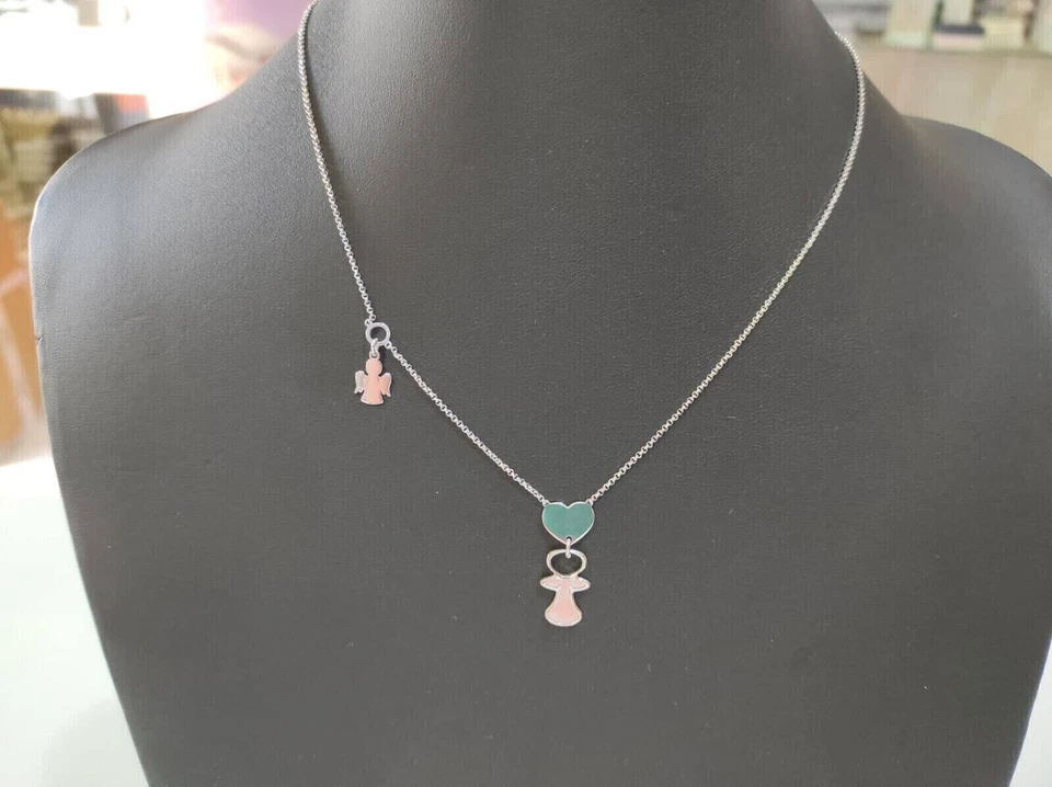 Collana Amen Ciuccio Rosa in Argento 925 e smalto CCIUBR Regalo Neomamma Bambina - Immagine 2 di 4