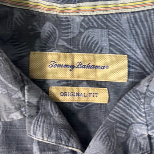 Tommy Bahama Silk Floral Camp Short Sleeve Button Up Blue Hawaiian Shirt Mens XL - Picture 2 of 8