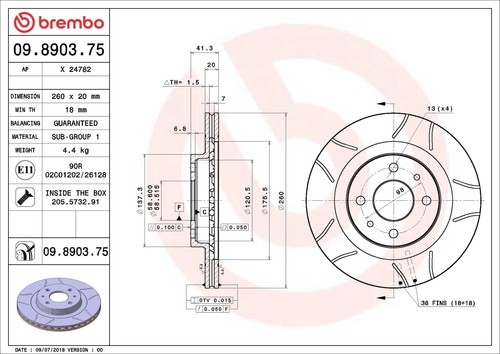 X2 PCS BRAKE DISC 09.8903.75 - Picture 2 of 5