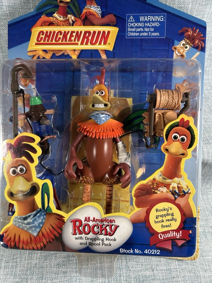 Y2K Playmate Chicken Run All-American Rocky с Крючком для Захвата и Катушкой Упаковка Новая - Изображение 2 из 4